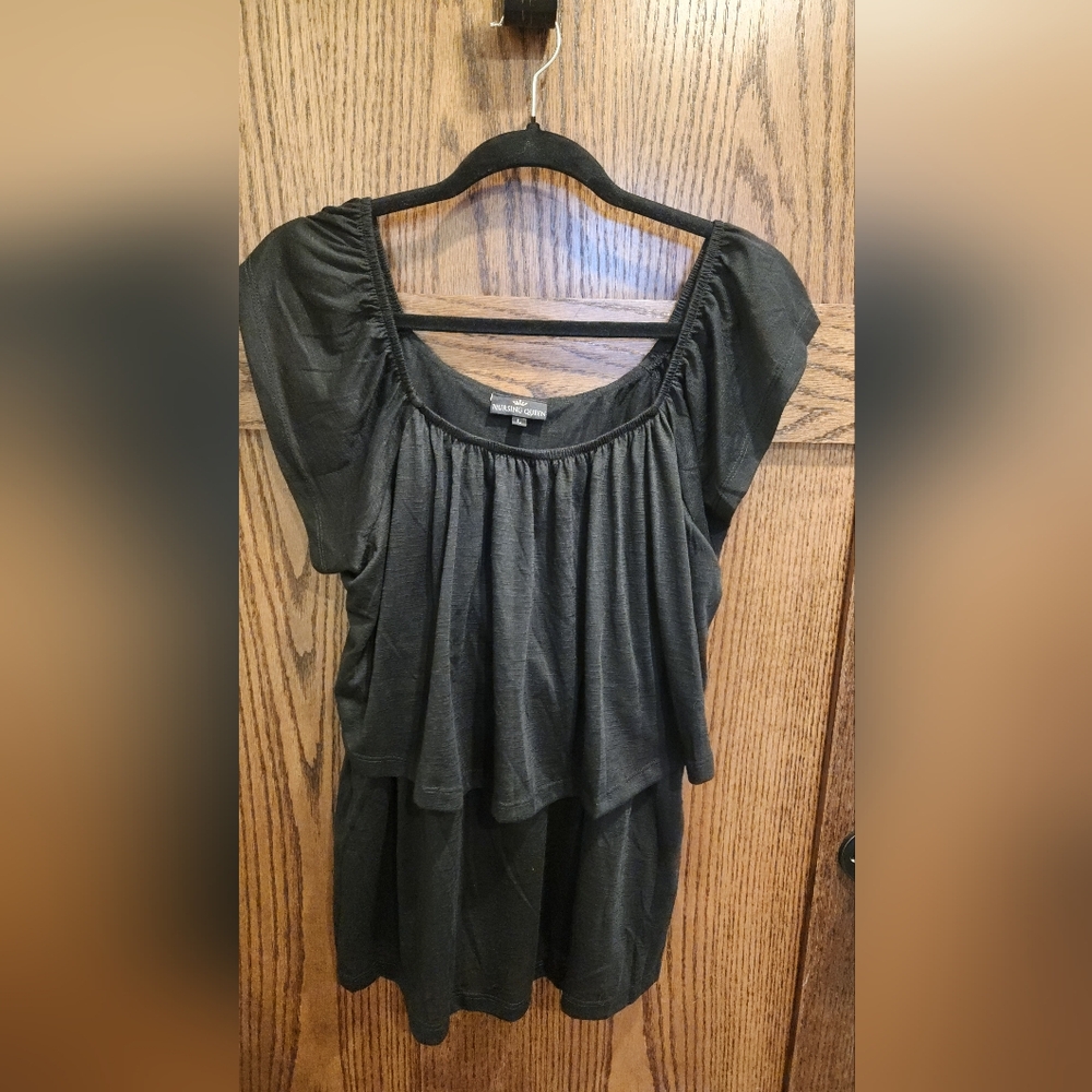 Nursing Queen Black Ruffle Blouse